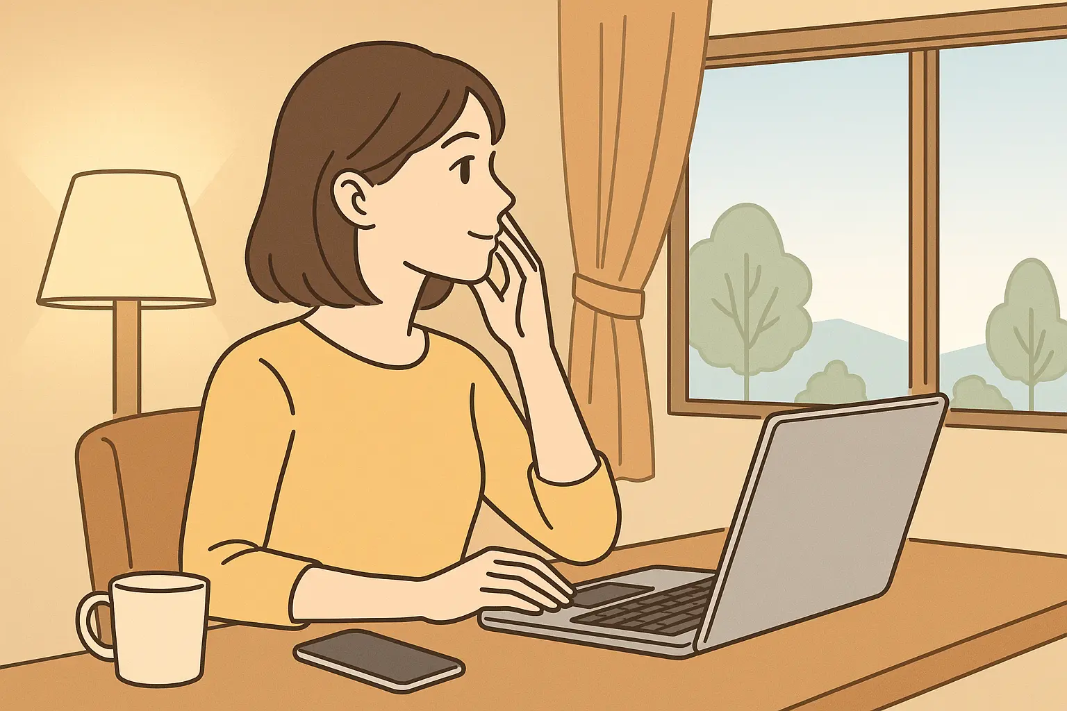 目の休憩をする女性