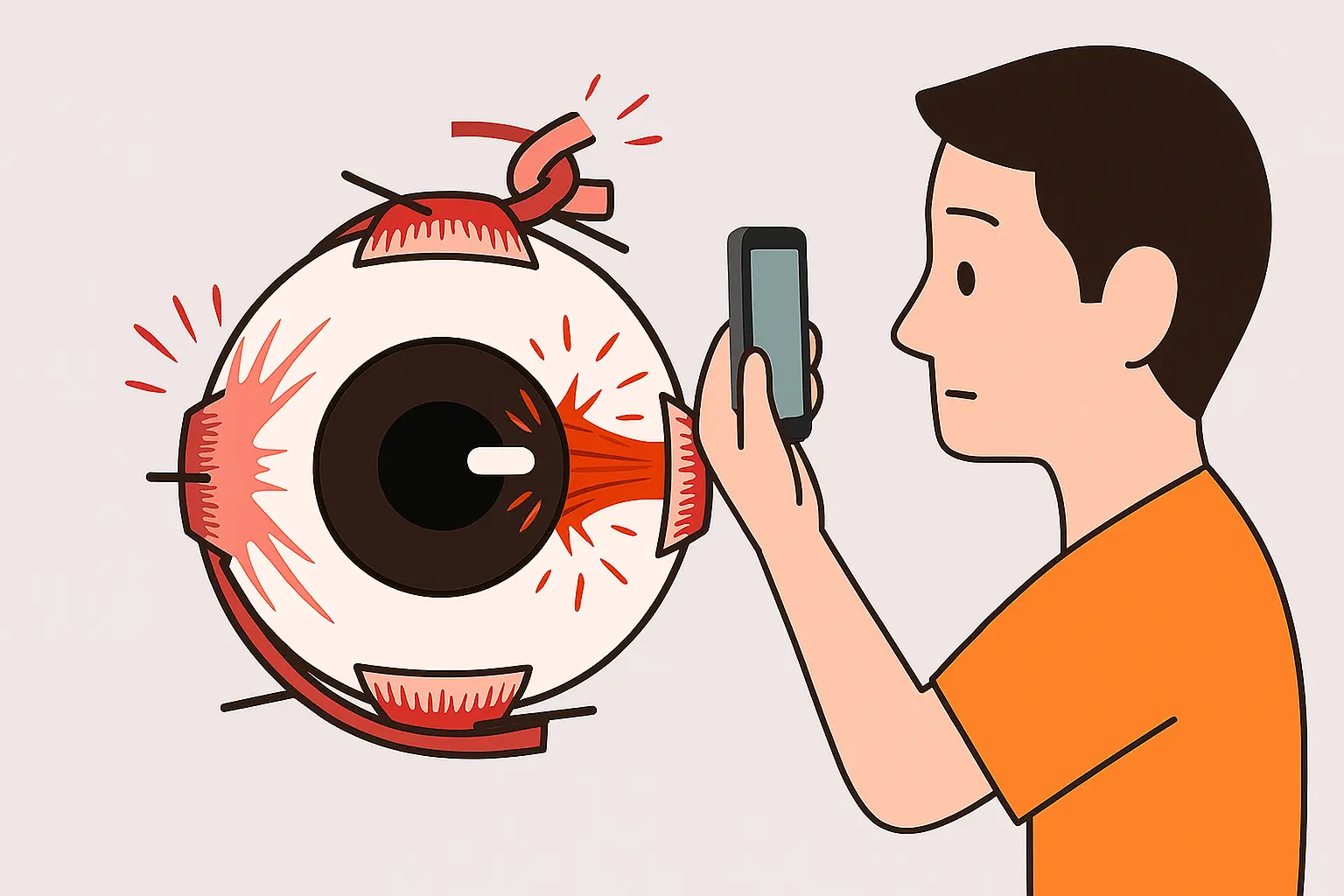 スマホ斜視の危険性がある男性