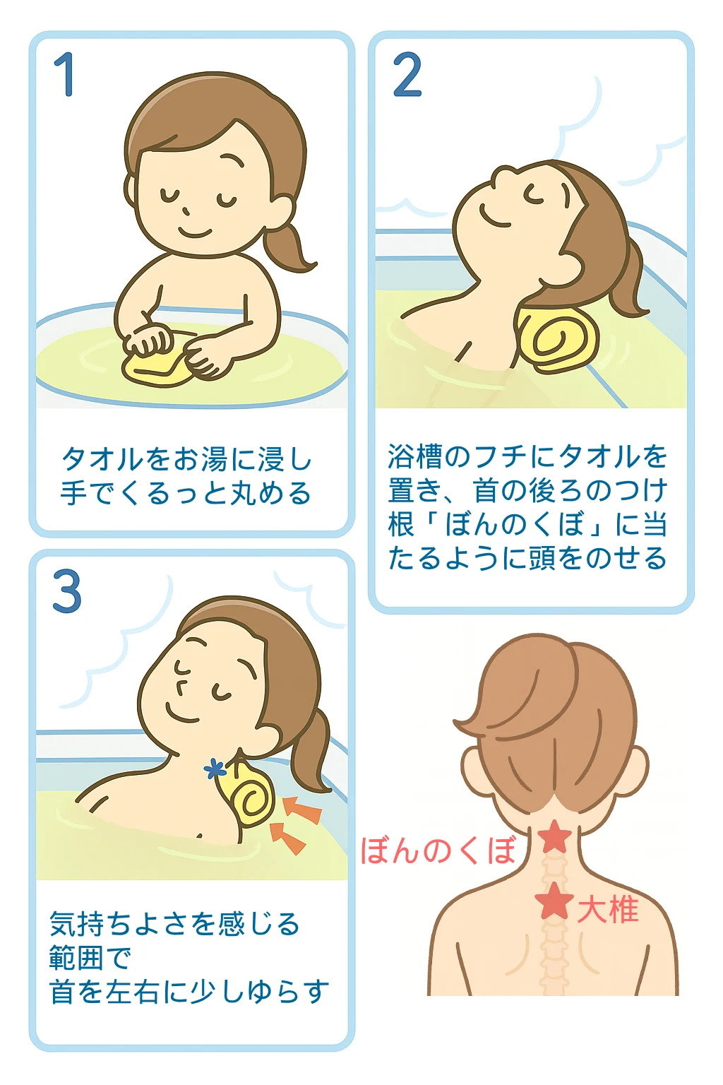 ぼんのくぼ枕のやり方