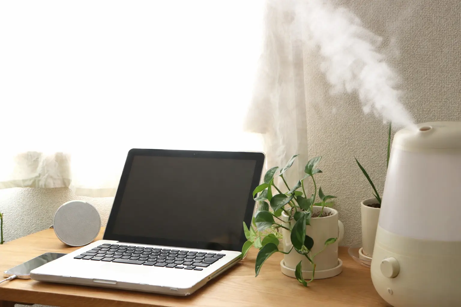 パソコンと加湿器