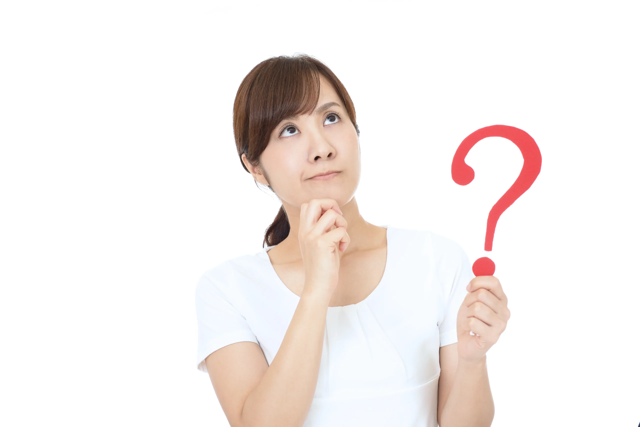 疑問符を持つ女性